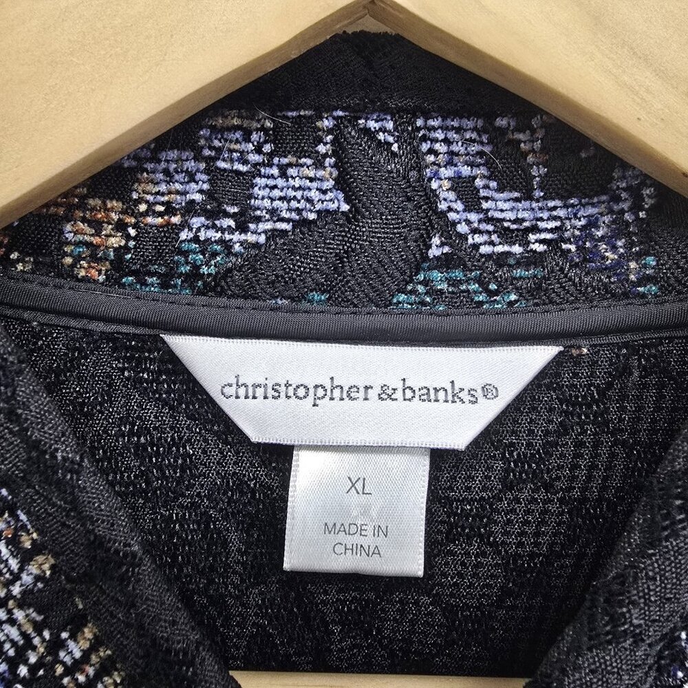 Christopher & Banks Tapestry Jacket XL Metal Buttons Multicolor Textured Artsy - Picture 3 of 8
